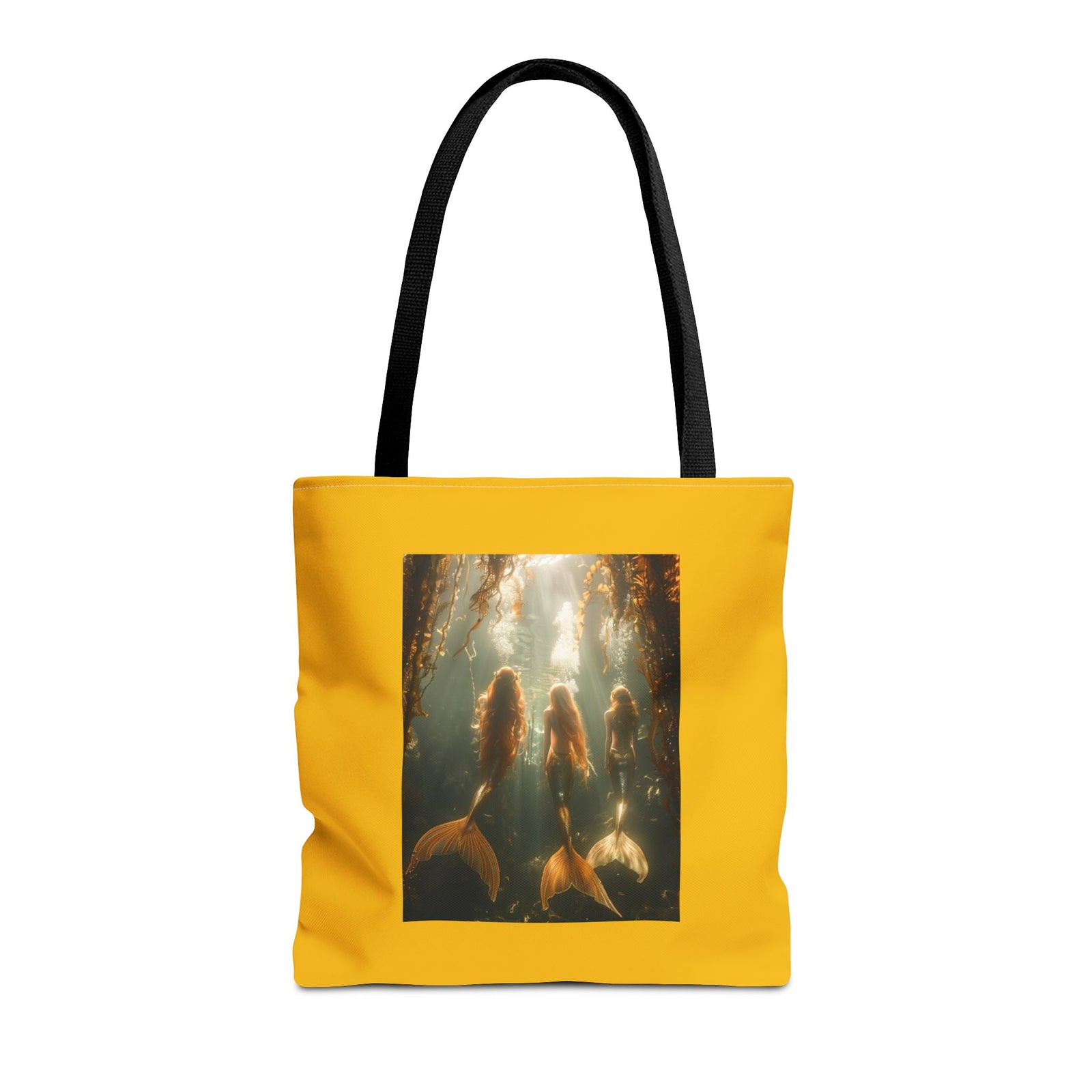Three Mermaid Sisters, Yellow Tote Bag - 3 Sizes