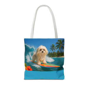 Puppy Ariel the Dog Surfer Tote Bag - 3 Sizes