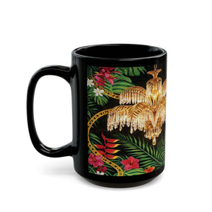 Tropical Parrot Black Mug – Colorful Macaw Coffee Cup (11oz/15oz)