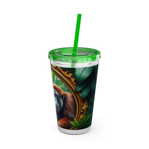 Tropical Tumbler with Straw | 16 oz: Framed Orangutan Apes