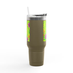 Midnight Flower Yellow Insulated Travel Mug - 40oz - Perfect for Outdoor Adventures