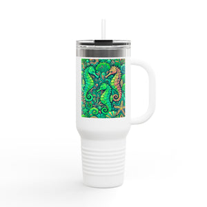 Seahorses Lime Insulated Travel Mug - 40oz - Perfect for Outdoor Adventures