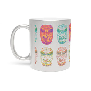 Copy of Tropical Metallic Mug, Silver - Tropical Trip Toile, Grey