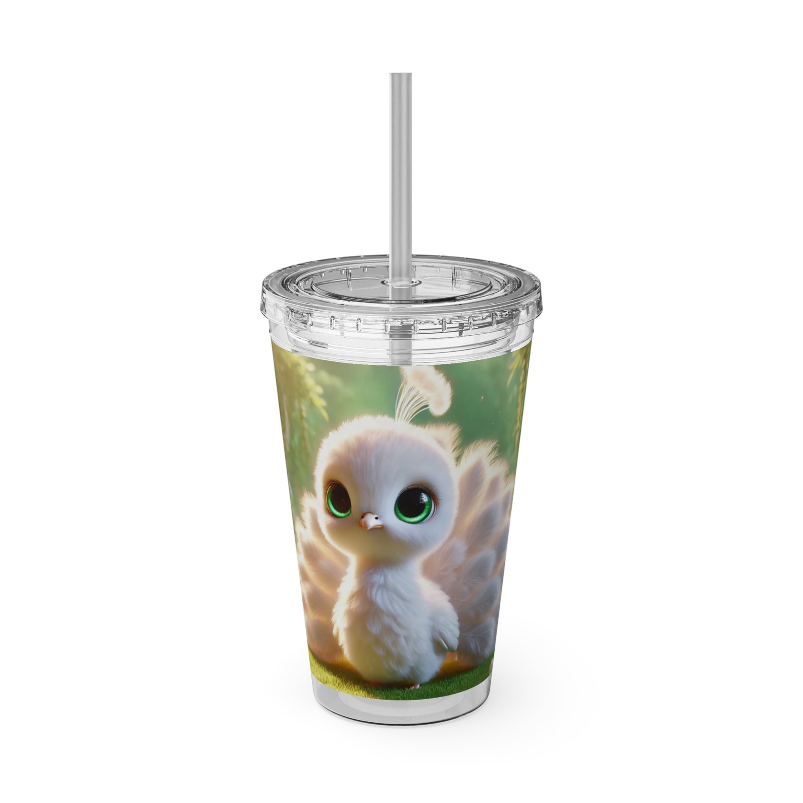 Tropical Tumbler with Straw | 16 oz: Baby White Peacock