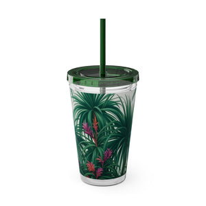 Tropical Tumbler with Straw | 16 oz: Tiny Palm Island