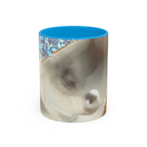 Colorful Mugs (11oz, 15oz), Disco White Pearl Oyster Macro