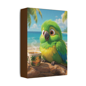Tropical Beach Canvas - Lulu the Parrot Coffee Wall Art