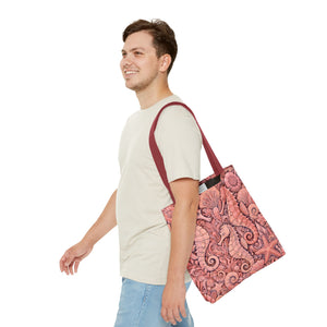 Seahorse Trio Tote Bag, Red - 3 Sizes