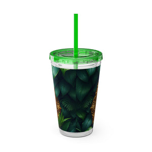 Tropical Tumbler with Straw | 16 oz: Framed Orangutan Apes