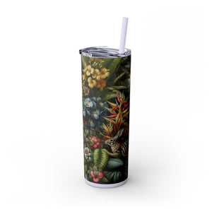 Rainforest Rabbit Outing - Skinny Matte Tumbler 20oz with Straw - Stainless Steel, 7 Colors