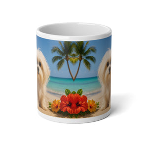 Jumbo Mug, 20oz, Puppy Ariel on the Beach | Tropical Coffee Cup