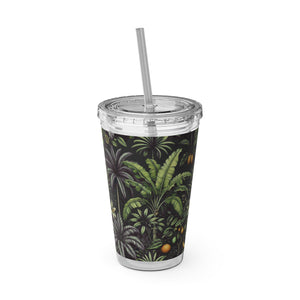 Tropical Tumbler with Straw | 16 oz: Tropical Fruit, Black