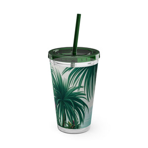 Tropical Tumbler with Straw | 16 oz: Tiny Palm Island