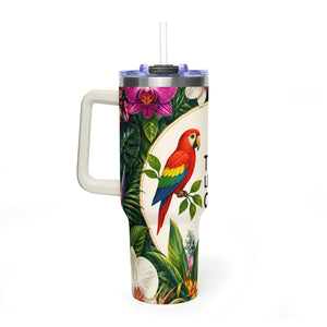 40oz Tropical Coffee Tumbler – Parrot Floral Vacuum Insulated Cup