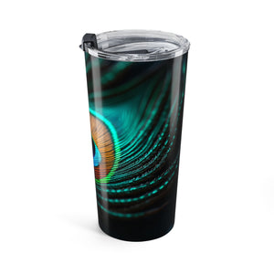 20oz Tumbler — Peacock Feather/Green Insulated Travel Cup