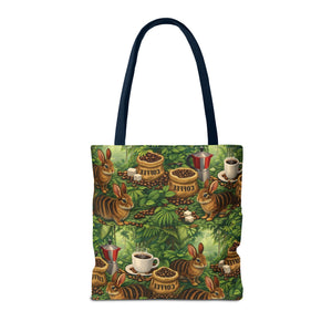 Tropical Rabbits & UFOs Tote Bag, Black - 3 Sizes