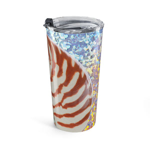 20oz Tumbler ~ Disco Striped Shell Glitter Travel Cup