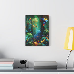 Tropical Parrots Canvas Wall Art — Vibrant Flight School Jungle Scene Matte