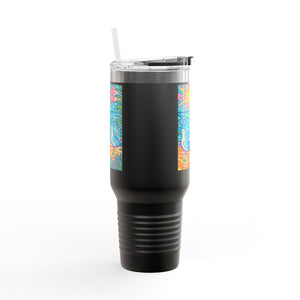 Insulated Travel Mug, 40oz / Tropical Beach Seagulls - Perfect for Outdoor Adventures