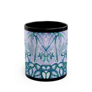 Black Coffee Mug - Tropical Doodles, Lilac