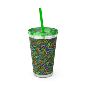 Tropical Tumbler with Straw | 16 oz.: Rainforest Blooms