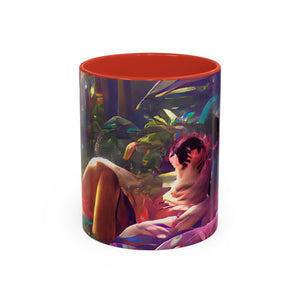 Accent Color Coffee Mug (11, 15oz) - Midnight Kiss in Tropical Garden