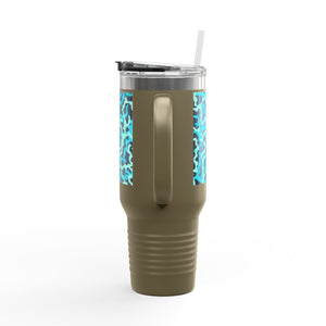 Insulated Travel Mug, 40oz / Coral Reef Threads, Turquoise - Perfect for Outdoor Adventures