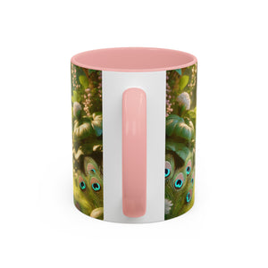Accent Coffee Mug (11, 15oz), 8 Colors - Baby White Peacock