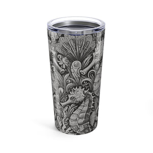 20oz Tropical Glossy Tumbler, Stainless Steel / Seahorse Trio, Noir