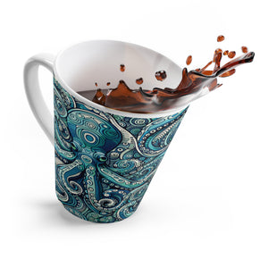 Latte White Mug - Aqua Octopus
