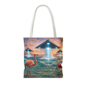 UFO and Flamingos Tote Bag - 3 Sizes