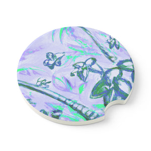 Soapstone Car Coaster - Tropical Doodles, Lilac