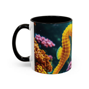 Black Coffee Mug ~ Seahorses in Love