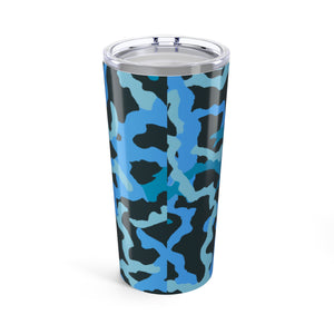 20oz Tropical Glossy Tumbler / Coral Threads Blue