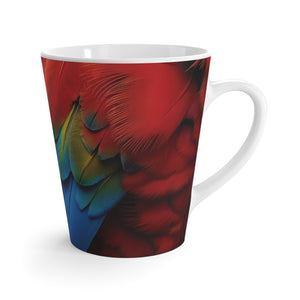 Latte White Mug - Perfect for Coffee Enthusiasts / Macaw Feathers