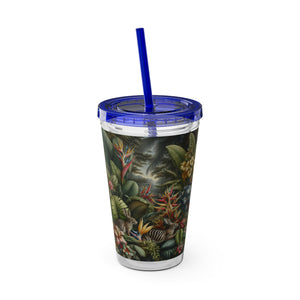 Tropical Tumbler with Straw | 16 oz: Rainforest Rabbit Outing