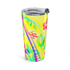 20oz Tumbler - Bright Tropi Doodle Yellow Travel Cup