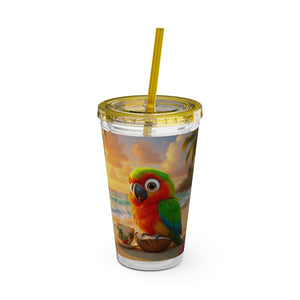 Tropical Tumbler with Straw | 16oz: Tiki the Parrot