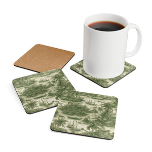 Coaster Set/4 - Tropical Toile #1, Green