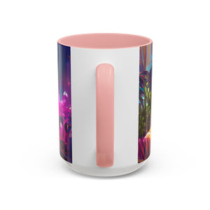 Accent Color Coffee Mug (11, 15oz) - Midnight Kiss in Tropical Garden