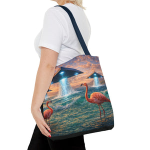 UFO and Flamingos Tote Bag - 3 Sizes