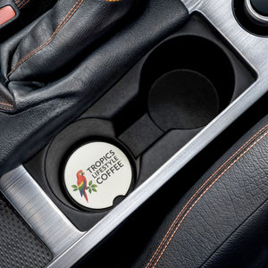 Soapstone Car Coaster - Tropics Lifestyle Coffee Parrot Logo, Vertical