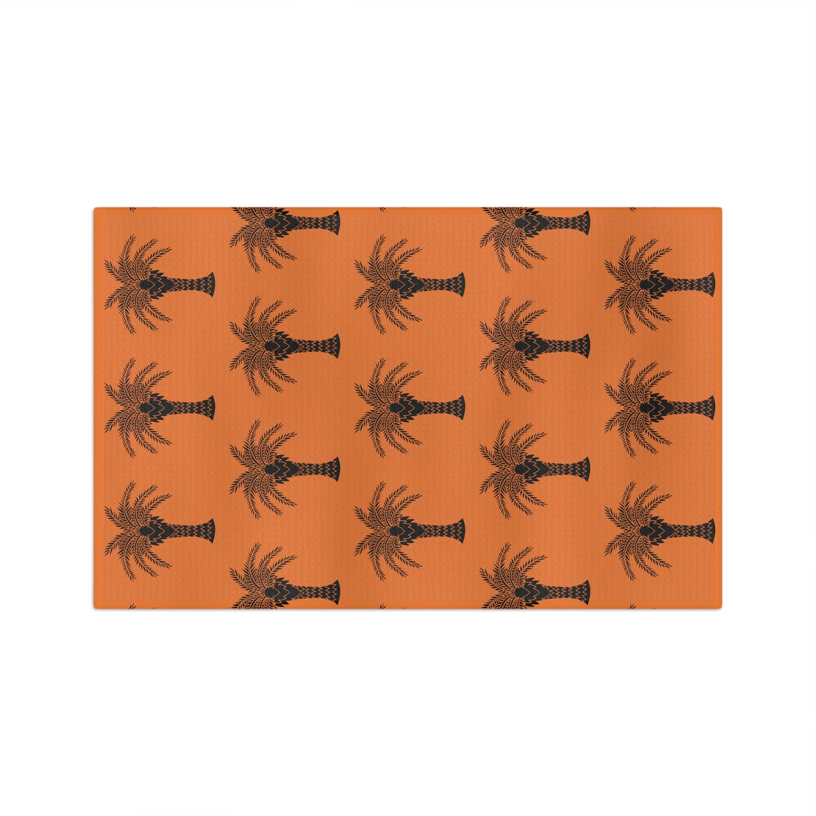 Tropical Microfiber Coffee/Tea Towel – Art Deco Palms, Crusta Orange