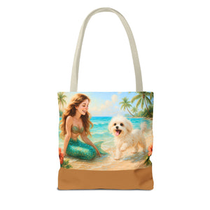 Puppy Ariel and Mermaid Tote Bag - 3 Sizes