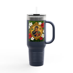 Religious Insulated Travel Mug, 40oz / Our Lady of Perpetual Help, Mary and Jesus