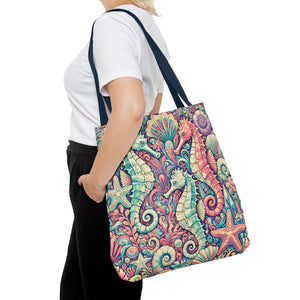 Seahorse Trio Tote Bag, Retro- 3 Sizes