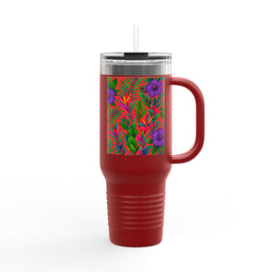 Midnight Flower Coral Insulated Travel Mug - 40oz - Perfect for Outdoor Adventures