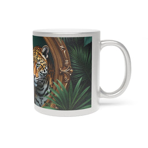 Tropical Metallic Mug, Gold or Silver - Framed Jaguars