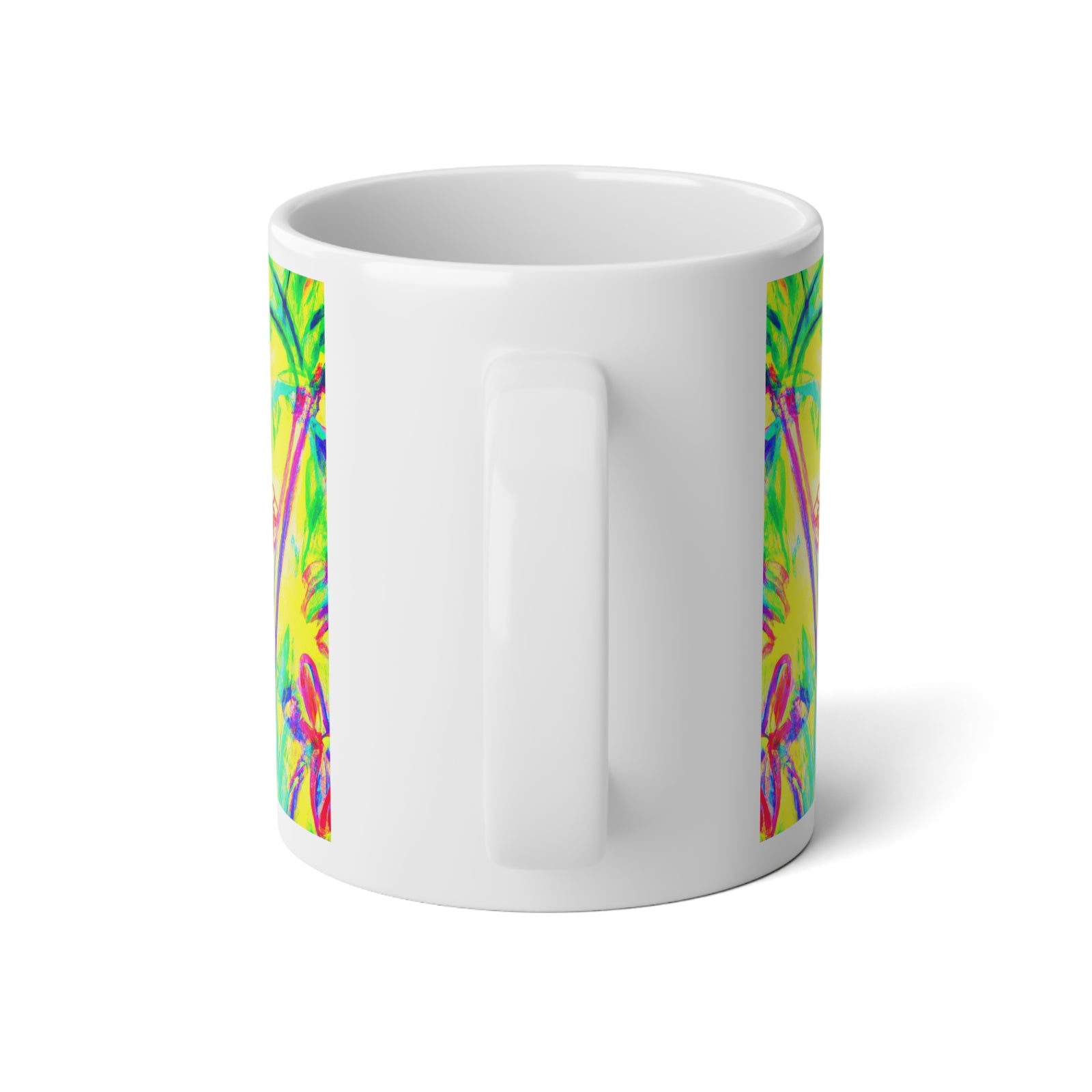 Jumbo Mug, 20oz, Tropical Doodles, Yellow | Tropical Coffee Cup
