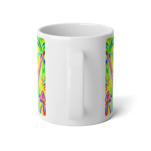 Jumbo Mug, 20oz, Tropical Doodles, Yellow | Tropical Coffee Cup